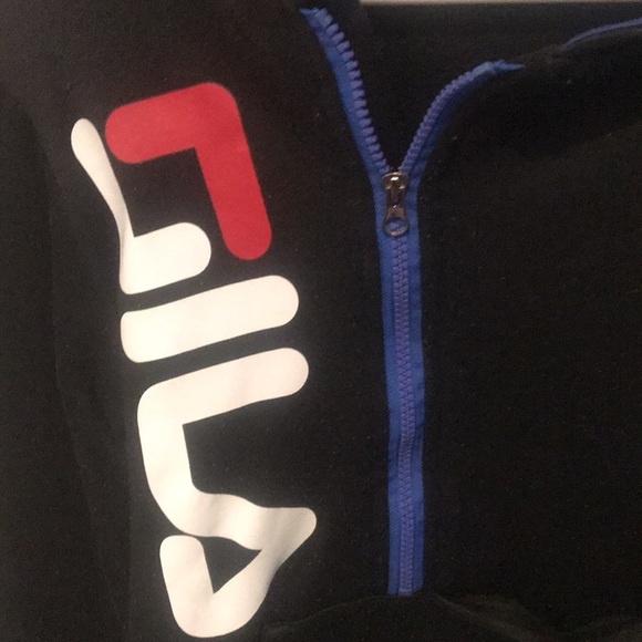 Super Stylin Swag Hoodie from Fila Black w/ Dark Blue Unique Zipper and Style 🔥 - Picture 3 of 9